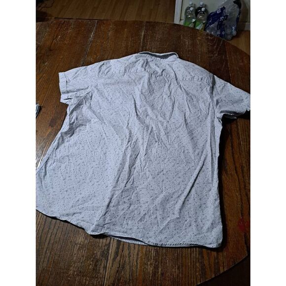 XXL Marc Anthony Luxury Slim Fit White Blue Grey Short Sleeve Button Front Shirt - Picture 2 of 3